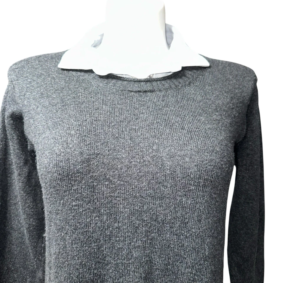 Simply Vera Vera Wang Feminino Grande Cinza Manga Longa Suéter Joelho Vestido - Imagem 2 de 4