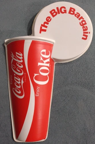 Vintage The Big Bargain Coca-Cola Plastic Vacuform Sign RARE 10”x 6 1/2”
