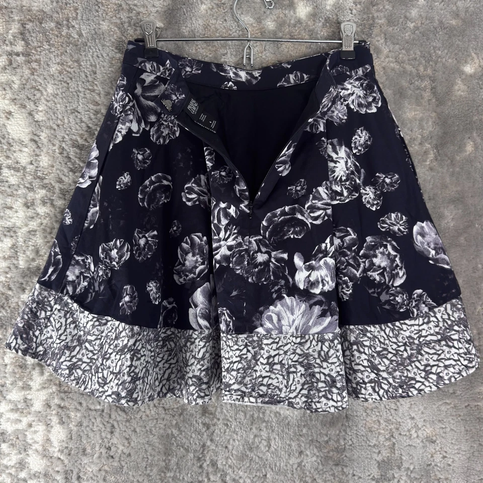 Minifalda Prabal Gurung Talla 4 Floral Oscura Línea A Causal Forrada Cremallera Algodón Foto 3 de 4