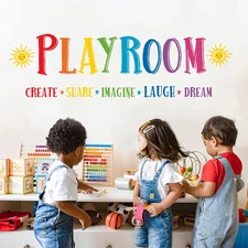 Mfault Large Playroom Rule Wall Decals Stickers, Inspirational 
