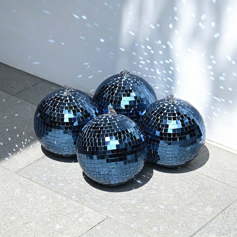 4PCS 7" Disco Balls Decoration with Hanging Ring for DJ Club Wedding Blue