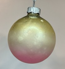 Vintage Shiny Brite 2” Glass Ornament Pink Gold Ombre Made In The USA