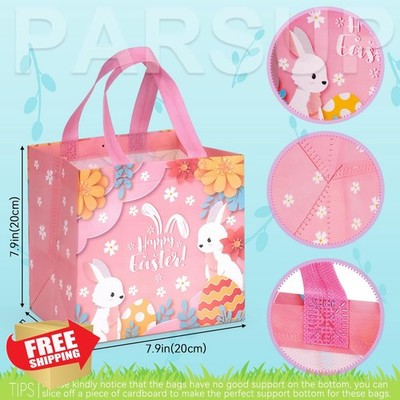 PARSUP 4 Easter Bunny Treat Bags Gift Wrapping Non-Woven Handles 7.9''