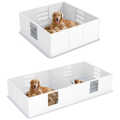 PawHut Whelping Box for Dogs w/ Pee Pad for Large Dogs