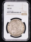 1886 S Morgan Silver Dollar NGC AU-53