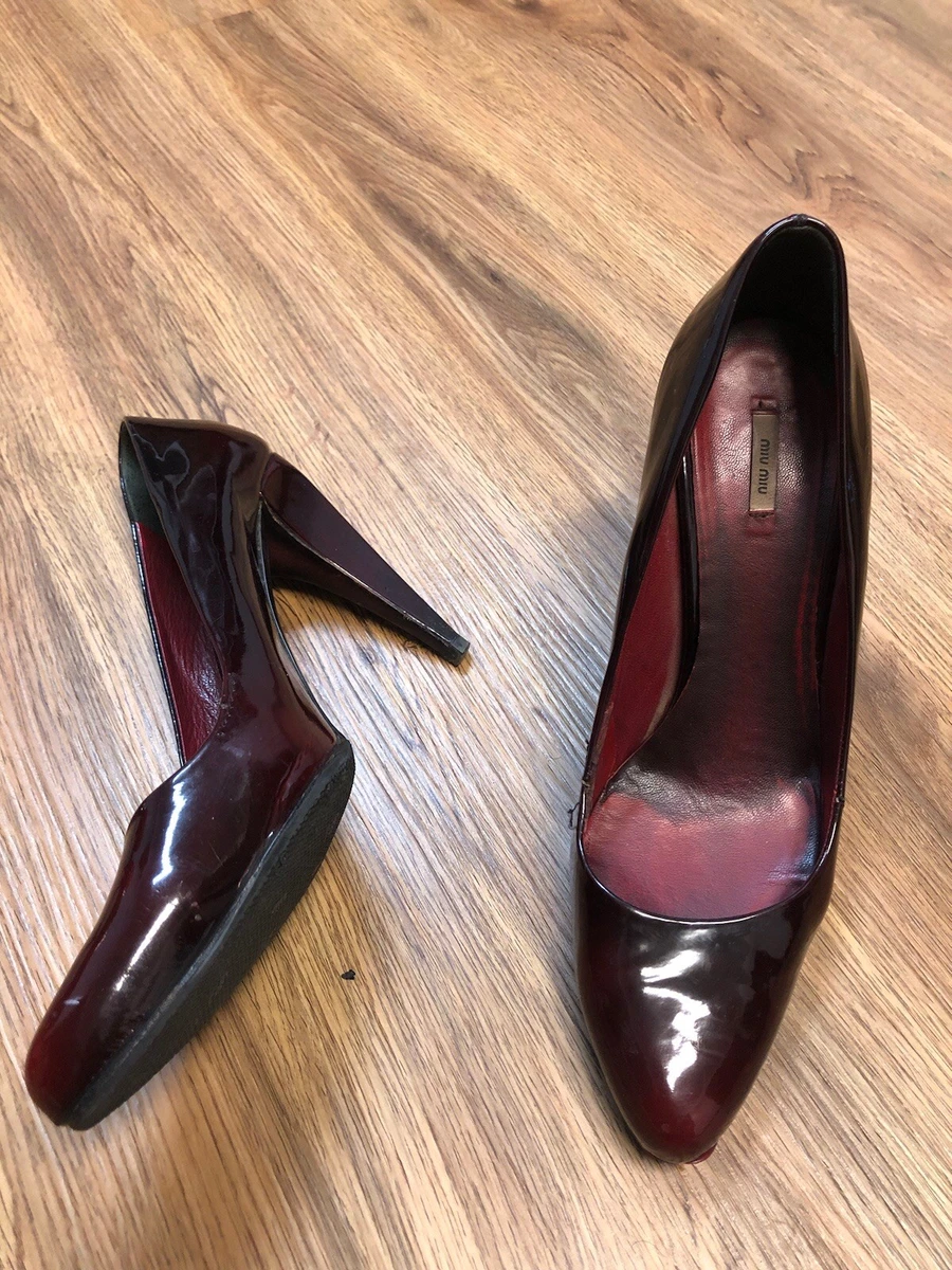 靴 Miu Miu Enamel Leather Heels Miu Miu Patent Leather Pump Heels for Women for sale | eBay