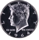 1964 ACCENT HAIR Kennedy Half Dollar Proof 90% Silver [Stock Photo]