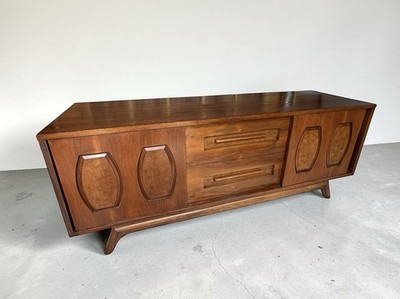 Mid Century Modern Walnut Credenza 64'' Young Danish MCM TV Console