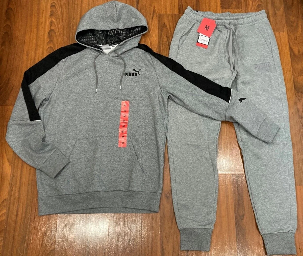 Puma Men s Hoodie Pants 2pc Set Size M Tracksuit Gray Activewear New