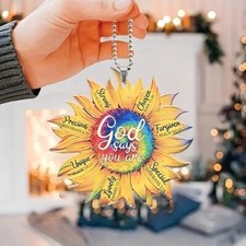 Sunflower Pendant Interior Rearview Mirror Home Wall Decoration Car Key Chain