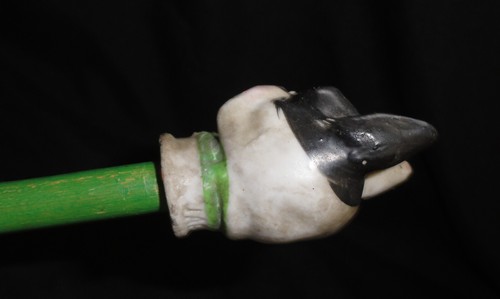 Vintage c 1930’s Carnival Cane ~ Porcelain French Bull Dog Head ~ w/Metal Tip - Picture 4 of 11