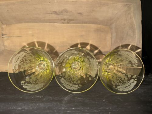 Tiffin Glass Flanders Poppy Etch Mandarin Yellow 8 1/4” Water Goblets (11) - Picture 4 of 4
