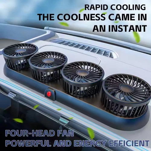 360&deg; Rotatable Car Cooling Air Fan 5V Dual Head Car Fan Portable Vehicle Fan - Picture 1 of 7