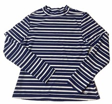 Lands' End Girls Striped Long Sleeve Rash Guard Medium Med Swim Athletic UPF 50