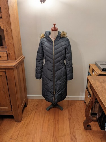 LONG PUFFER COAT PARKA FAUX FUR HOOD 