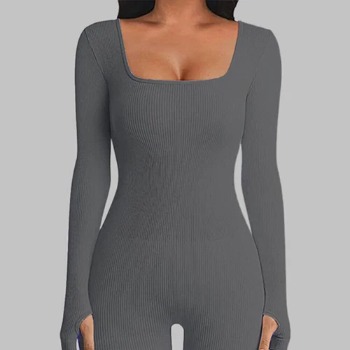 Damen Frau Jumpsuit Sport Yoga Gym Fitness Bodysuit Einteiler Overall Langarm - Bild 10 von 29