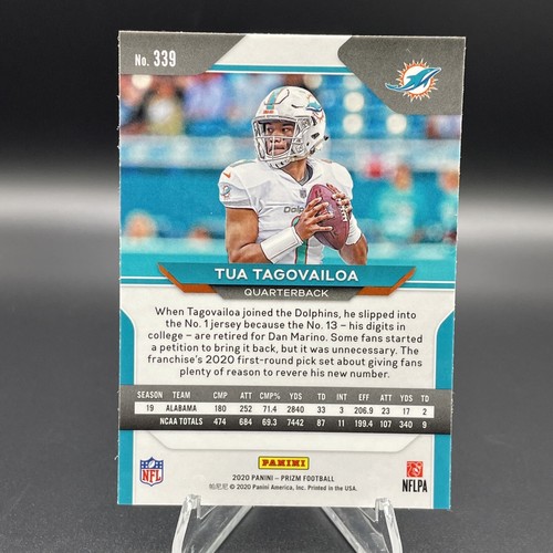 2020 Panini Prizm TUA TAGOVAILOA Rookie RC Base #339 Miami Dolphins - Picture 2 of 4