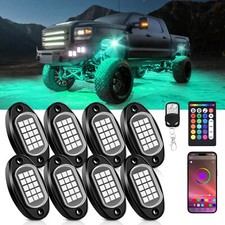 Off Road Wireless Bluetooth RGB LED Rock Lights 8 Pods Underbody Glow Neon Kits