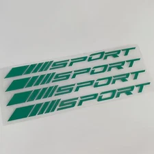 4Pcs Green Decal Sticker Vinyl Universal "Sport" Mark Car Wheel Rim Reflective
