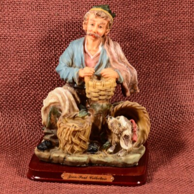 Jean Paul Collection Vegabond Man and Dog and Baskets Figurine