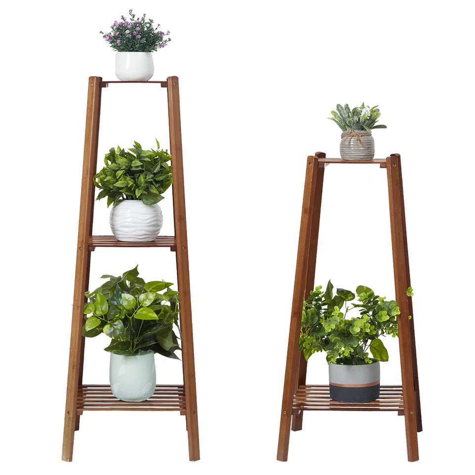 Braun Blumenhocker Eckig Blumenständer Blumensäule Modern Säule aus Bambus 2/3  - Bild 2 von 4