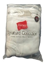 New NOS VTG 2000 Hanes Signature Collection 6 Pack Men's White Cotton Briefs 38