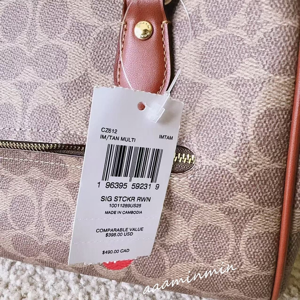 NWT COACH Rowan Satchel Bag In Signature Canvas With Sticker