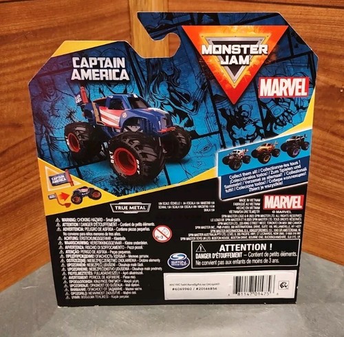 NEW 2024 MONSTER JAM MARVEL CAPTAIN AMERICA 1:64 MONSTER TRUCK BY SPINMASTER - Picture 10 of 10