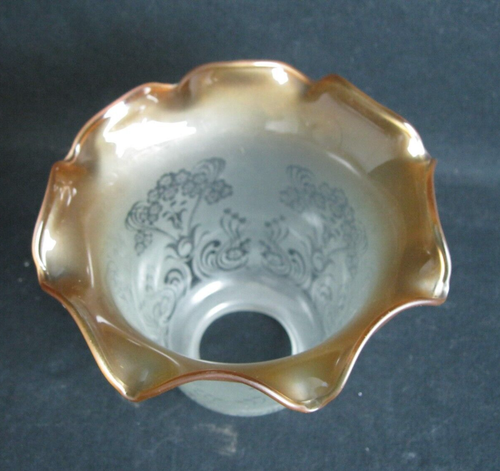 VICTORIAN STYLE FROSTED AMBER IRIDESCENT ACID ETCHED SCONCE PENDANT LAMP SHADE - Picture 9 of 10