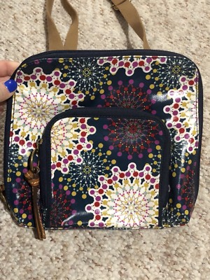 FOSSIL GEOMETRIC KEYPER ZIP CROSSBODY HANDBAG PURSE BAG SHB1136