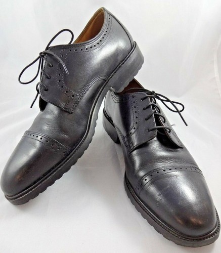 BASS Mens Black Leather Wingtip Shoes 