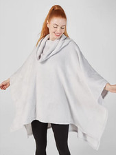 Cozee Home Velvetsoft Cowl Neck Poncho Grey One Size