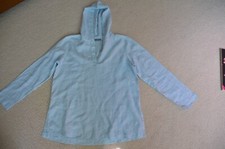women's M Lord & Taylor Kate Hill blue linen hooded pullover shirt
