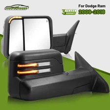 Pair Power Heated Tow Mirrors For 09-18 Dodge Ram 1500 2500 3500 w/Temp Sensor