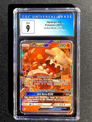 Pokemon 2019 Unified Minds 25/236 Heatran GX CGC 9 Mint FULL ART HOLO G2116