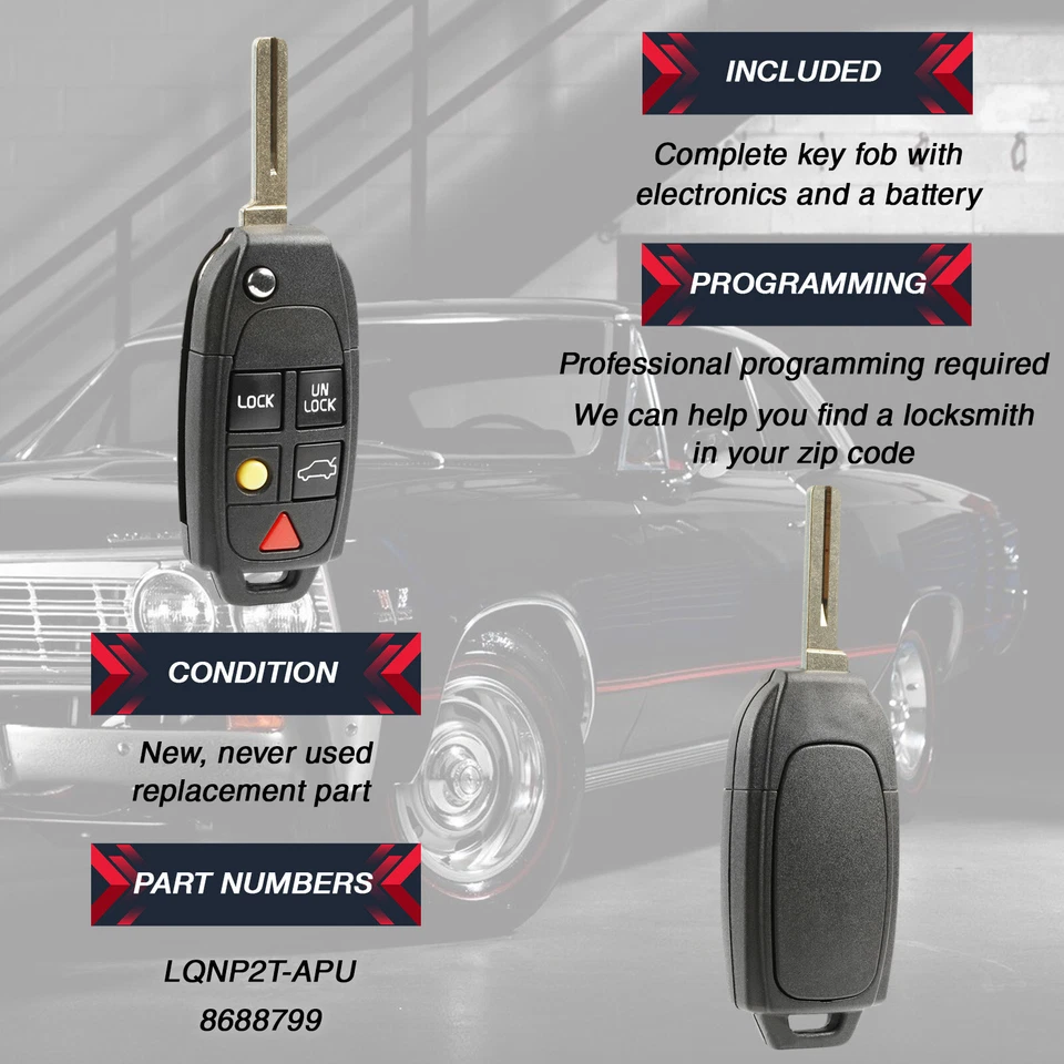 For 2003 2004 2005 2006 2007 2008 2009 2010 Volvo S60 S80 Car Remote Key Fob Foto 4 de 4