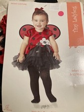 Infant Ladybug Costume 6-12 M- 2 piece Tutu Dress Wings Halloween Baby Bugs Cute