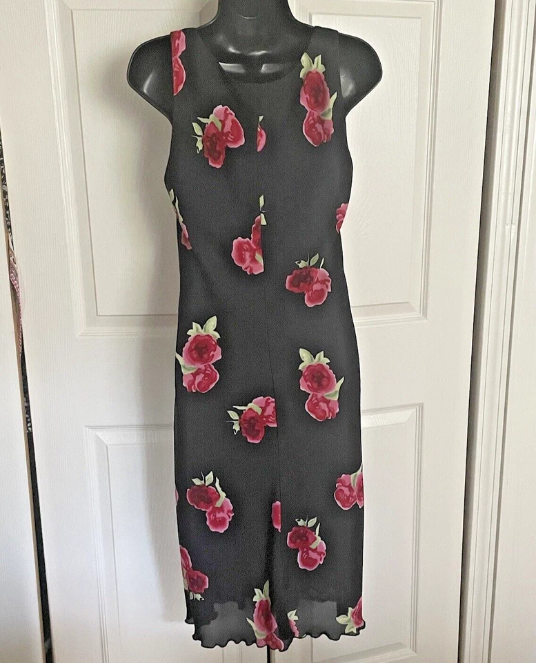 Vestido vintage Y2K Jonathan Martin para mujer 10 negro floral hadas grunge caprichoso Foto 4 de 4