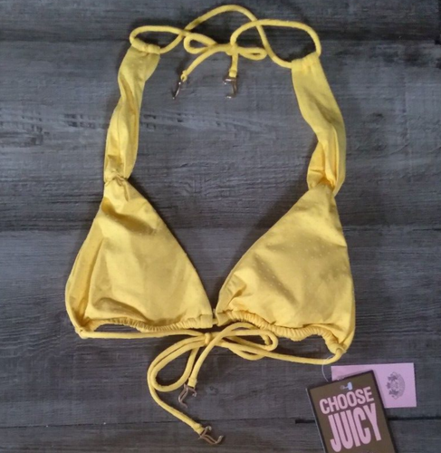 Costume da bagno bikini Y2K nuovo JUICY COUTURE giallo a pois svizzero Maldive medio grande - Foto 3 di 8