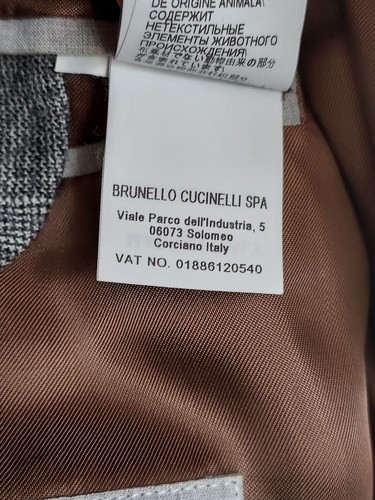 Brunello Cucinelli Gray Check Wool Single Breasted Unlined Blazer Itlaly Size 56 - Picture 9 of 11