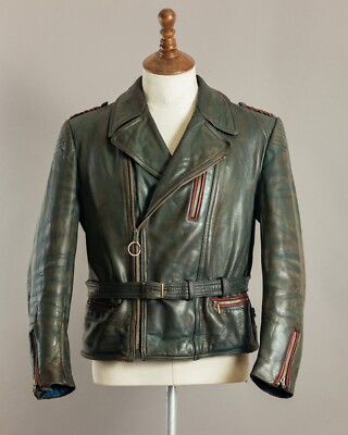 ジャケット・アウター GERMANY Vintage leather jacket 50s vintage 1940s 50s German Luftwaffe Style Black Motorcycle