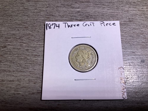 1874 Three Cent Nickel Over 152 Year Old Early U.S. Coin 041024-13 - Picture 3 of 4