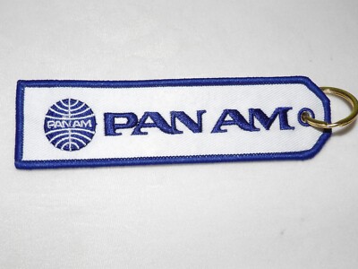 PAN AM AIRLINE KEYCHAIN OR FOB EMBROIDERED BOTH SIDES AIRPLANE PILOT GIFT NEW!
