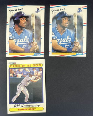 3 Card Lot George Brett 1988 Fleer  #254 (2) & 1990 Fleer #621 C241
