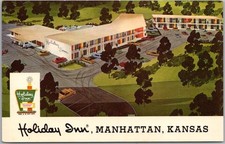 MANHATTAN, Kansas Postcard HOLIDAY INN MOTEL Artist's View Curteich Chrome c1966