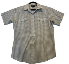 Panhandle Slim Western Men's White / Green Striped Pearl Snap Shirt Size 17