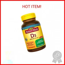 Nature Made Vitamin D3 1000 IU (25 mcg), Vitamin D Supplement for Bone, Teeth, M