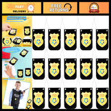 15 Pcs Gold Police Badges with Chain - Detective Role Play Accessories for Kids