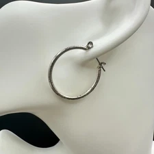 VTG Silver Tone Textured Hoop Earrings Round Minimalist Fashion Jewelry