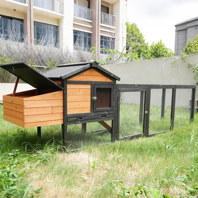 #ad Chicken Coop Large Wooden Chicken House with Run Wheels Roof $210.00